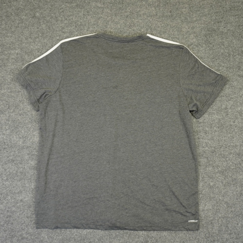 NEW Adidas T-Shirt Mens 2XL Grey 3-Stripe Aeroready Short Sleeve Tee Training - Picture 10 of 11